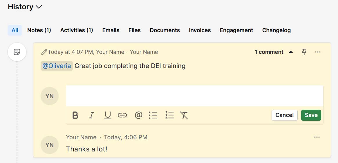 Calling In vs Calling Out Pipedrive mention tags