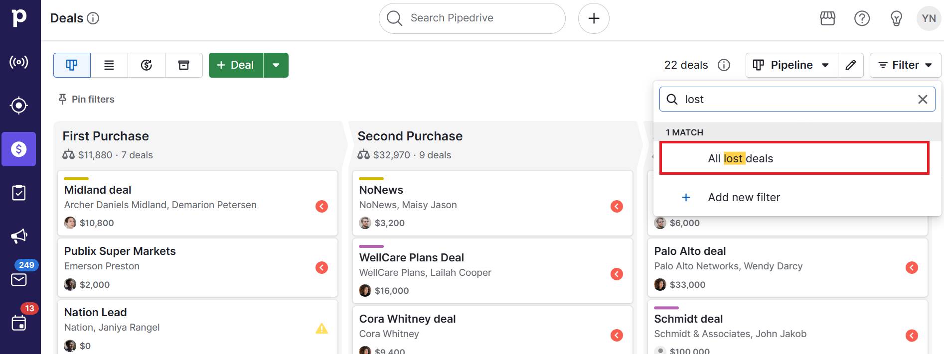  customer experience Pipedrive lost deals