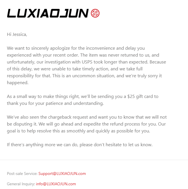 customer experience luxiaojun apology
