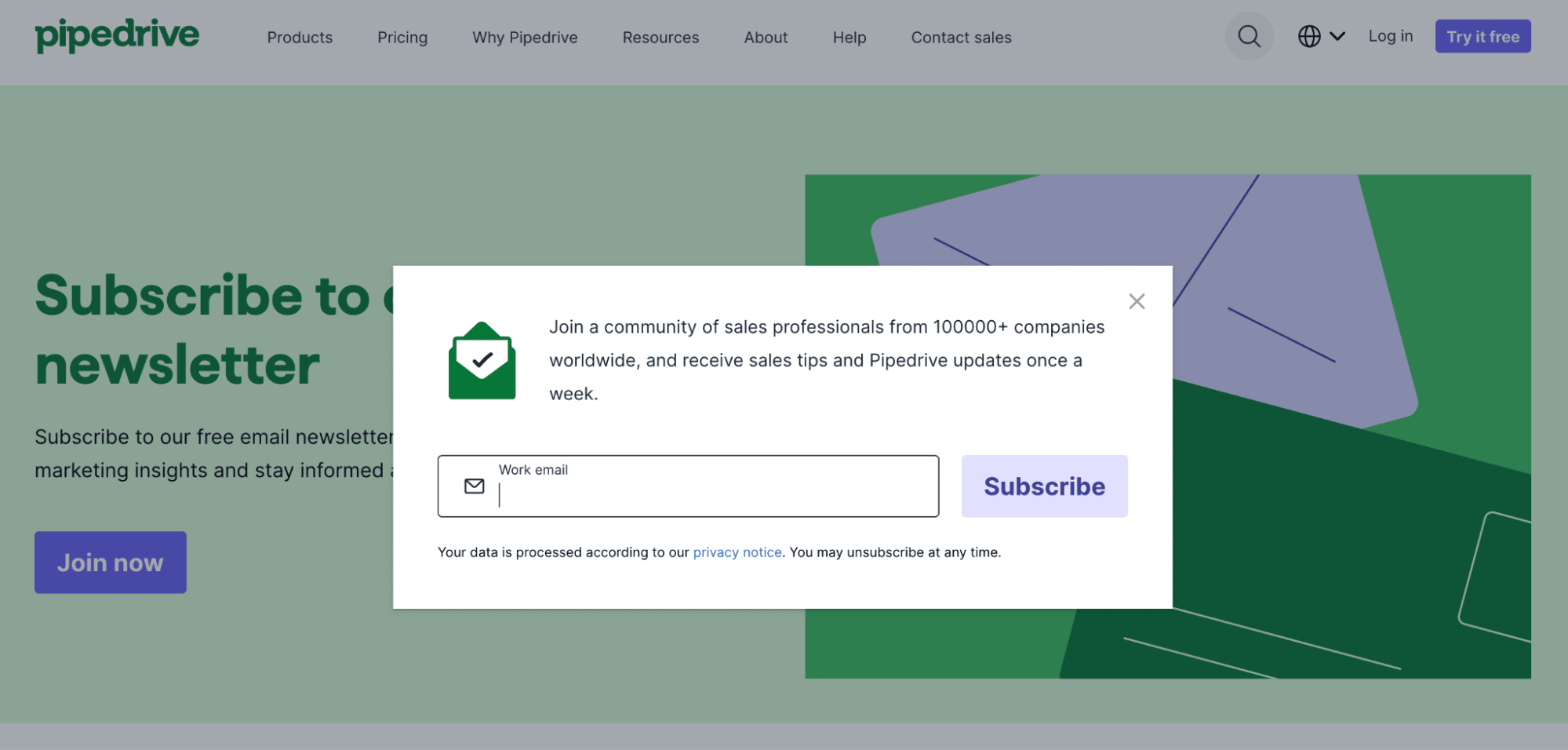 Email lead generation Pipedrive opt-in form