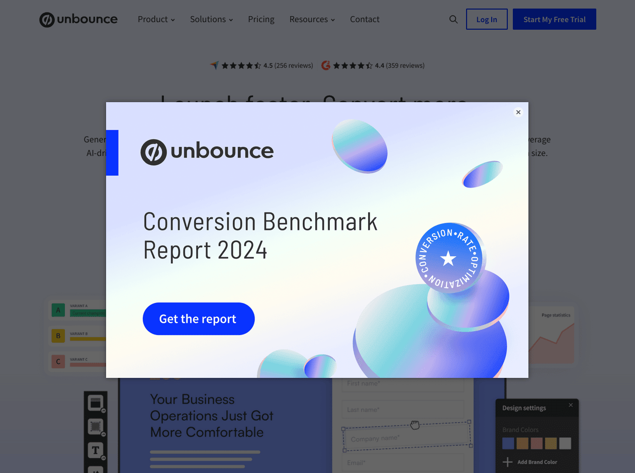 Email lead generation Pipedrive Unbounce exit-intent