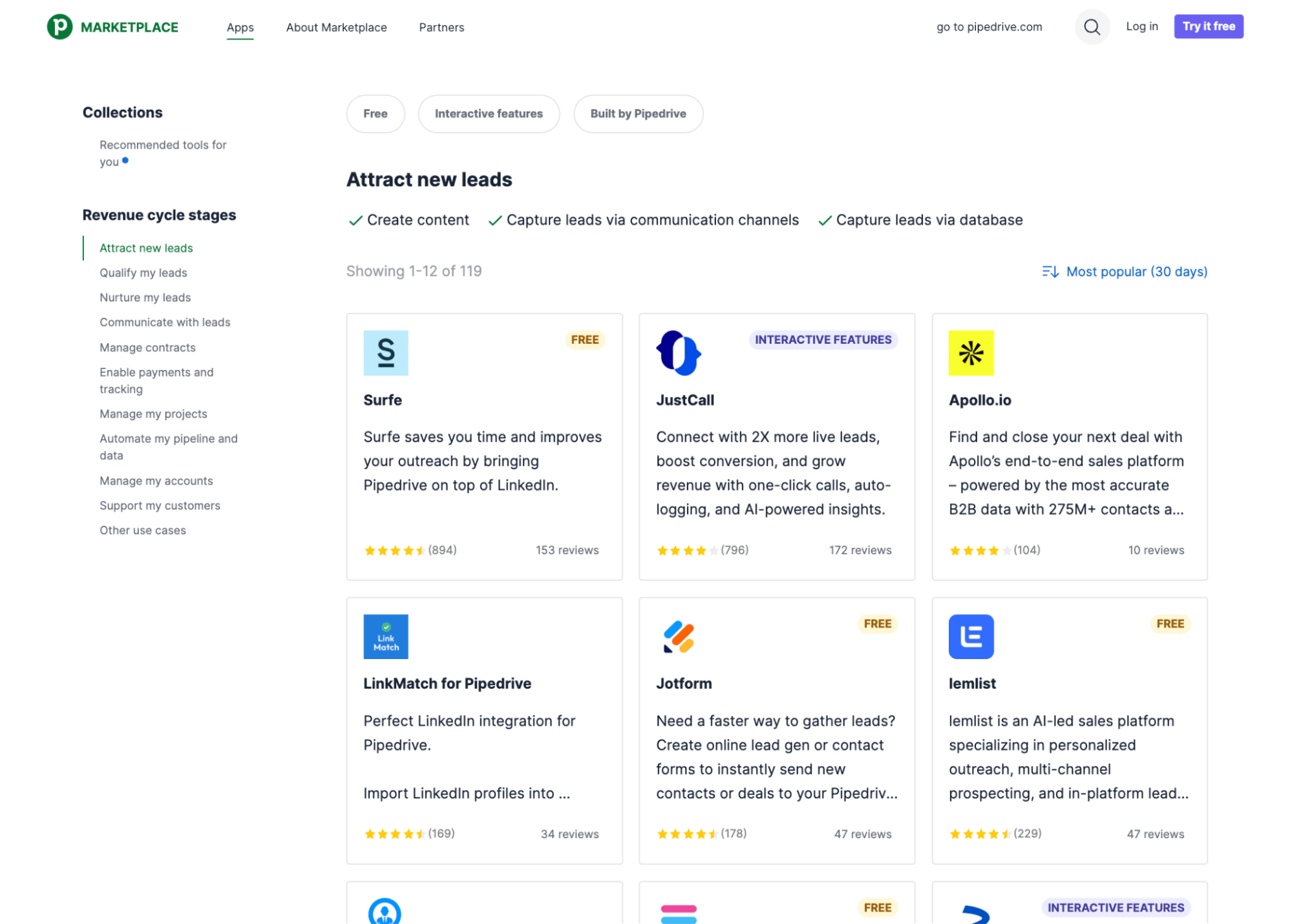 Prospecting tools Pipedrive marketplace